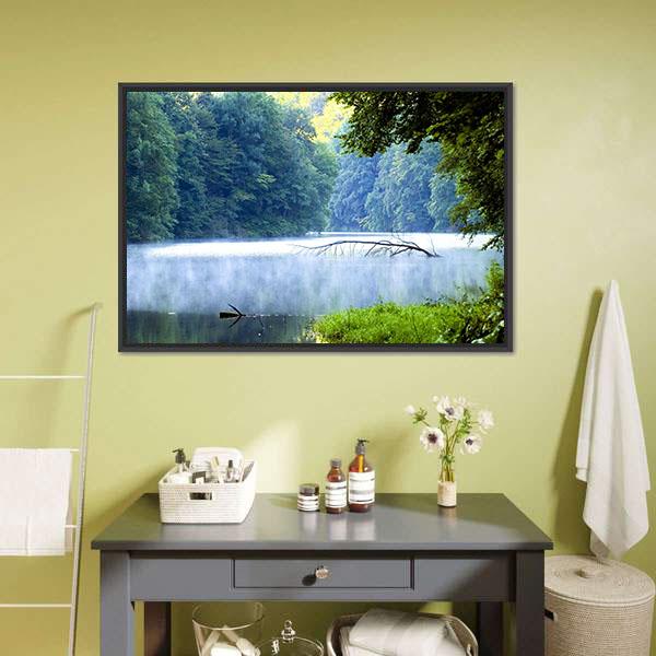 Lake Forest In Morning Canvas Wall Art-3 Horizontal-Gallery Wrap-25" x 16"-Tiaracle