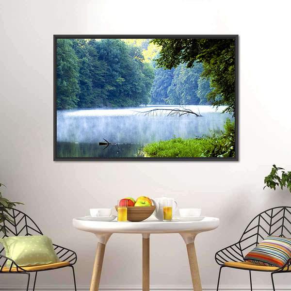 Lake Forest In Morning Canvas Wall Art-3 Horizontal-Gallery Wrap-25" x 16"-Tiaracle