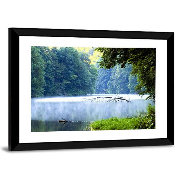 Lake Forest In Morning Canvas Wall Art-3 Horizontal-Gallery Wrap-25" x 16"-Tiaracle