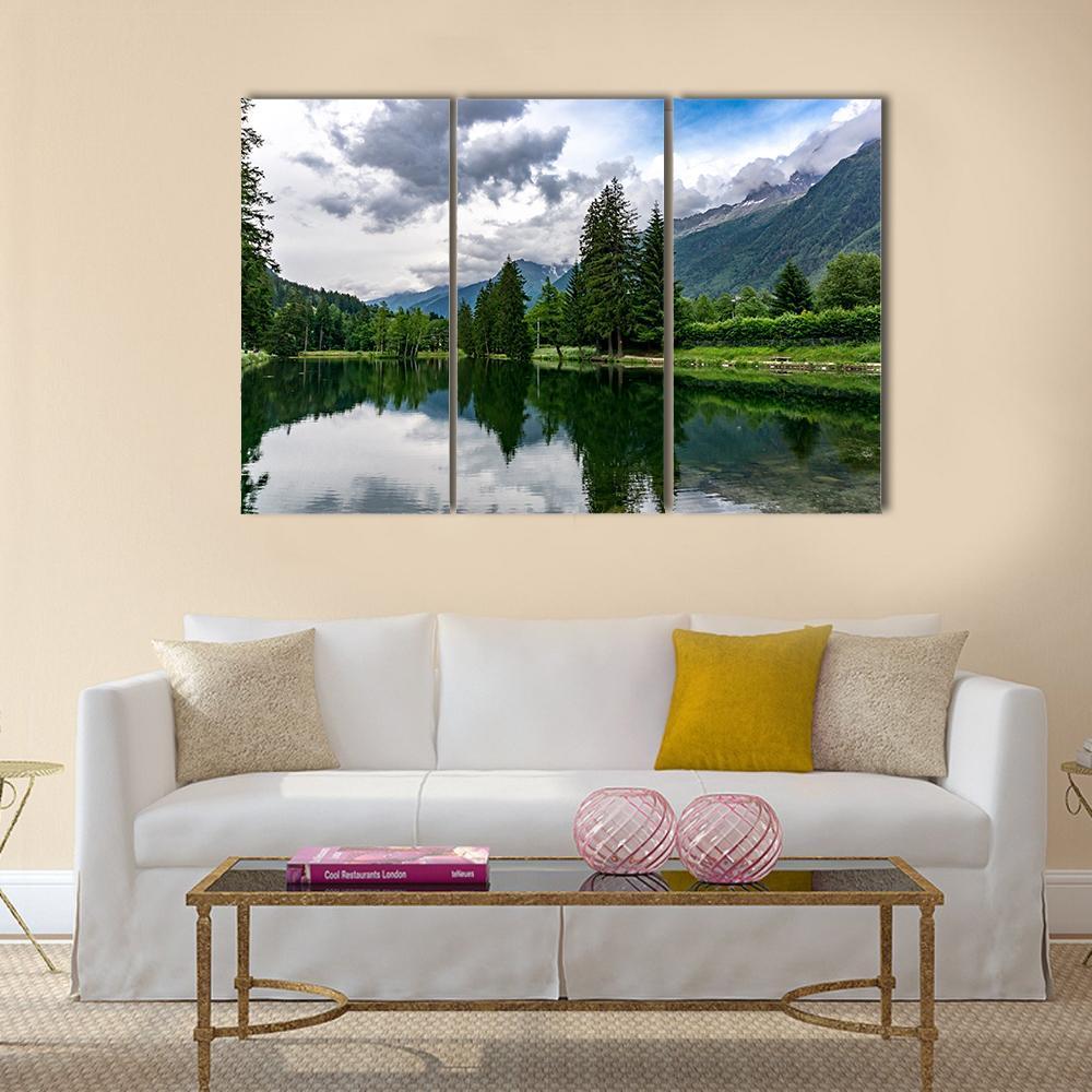 Lake Gaillands With Mont Blanc Canvas Wall Art-3 Horizontal-Gallery Wrap-37" x 24"-Tiaracle