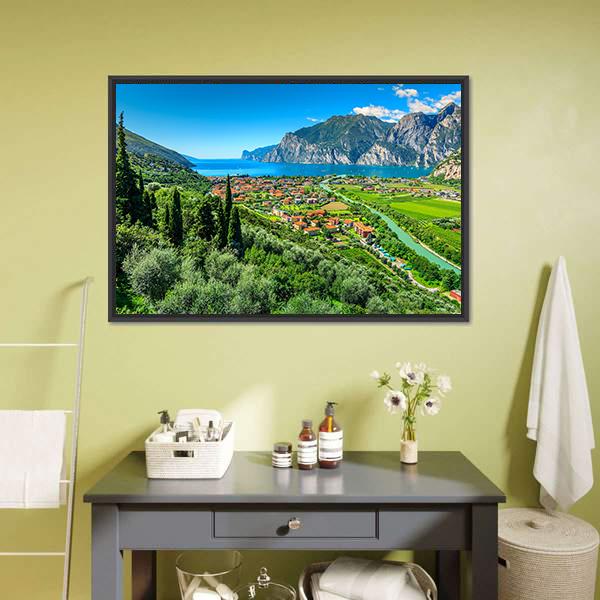 Lake Garda Canvas Wall Art-1 Piece-Floating Frame-24" x 16"-Tiaracle