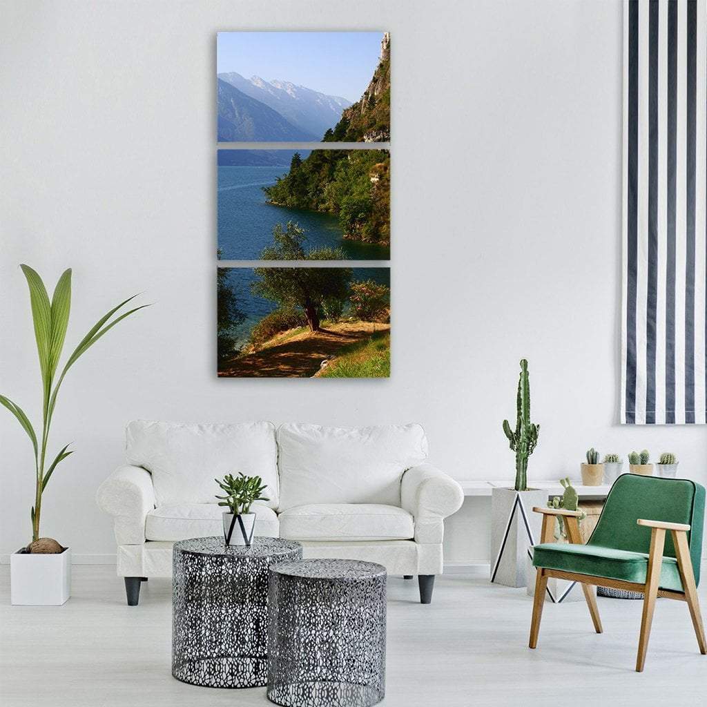 Lake Garda In Italy Vertical Canvas Wall Art-3 Vertical-Gallery Wrap-12" x 25"-Tiaracle