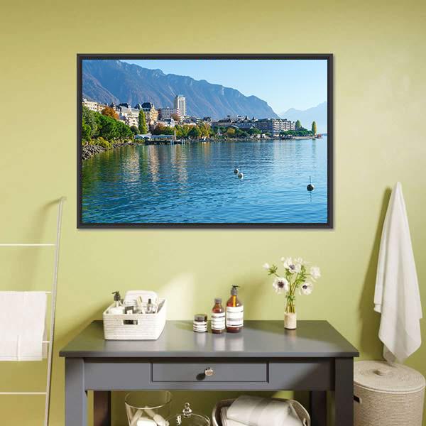 Lake Geneva Canvas Wall Art-1 Piece-Floating Frame-24" x 16"-Tiaracle