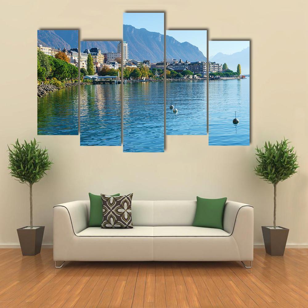 Lake Geneva Canvas Wall Art-4 Pop-Gallery Wrap-50" x 32"-Tiaracle