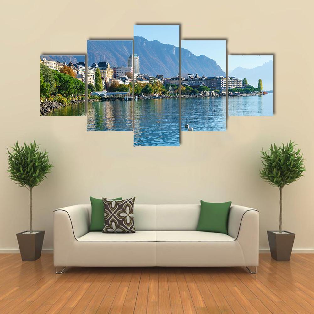 Lake Geneva Canvas Wall Art-5 Star-Gallery Wrap-62" x 32"-Tiaracle