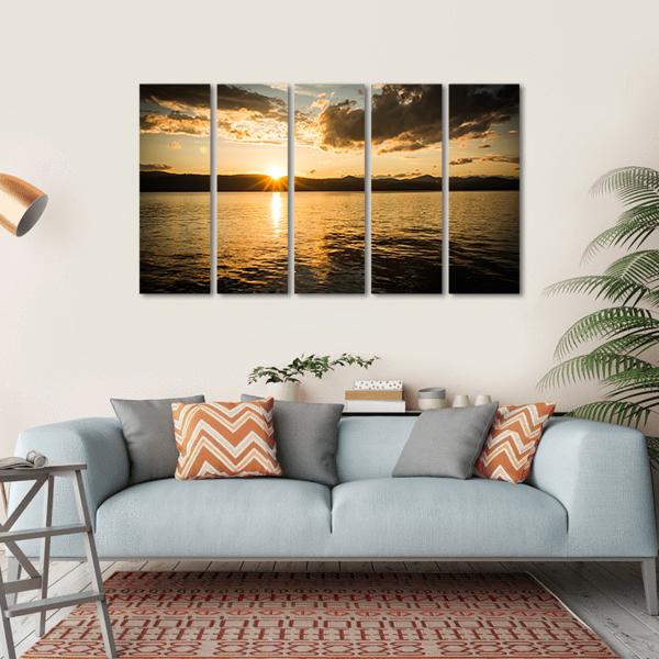 Lake George Sunset Canvas Wall Art-5 Horizontal-Gallery Wrap-22" x 12"-Tiaracle
