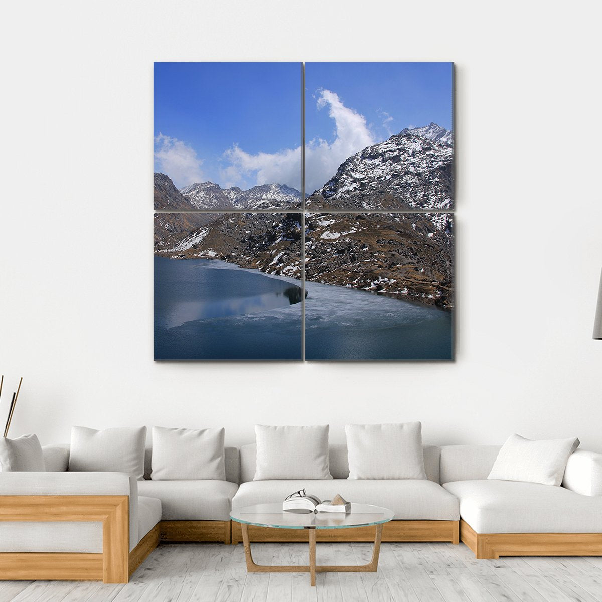 Lake Gosainkunda Canvas Wall Art-4 Square-Gallery Wrap-17" x 17"-Tiaracle