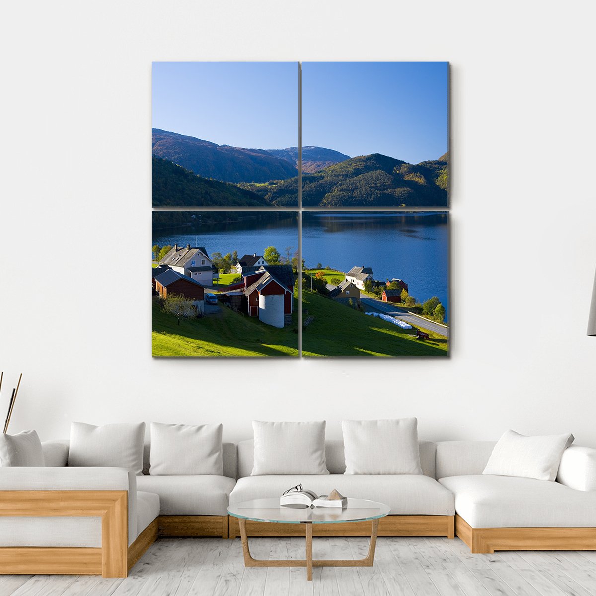 Lake Granvin Vatne Norway Canvas Wall Art-4 Square-Gallery Wrap-17" x 17"-Tiaracle