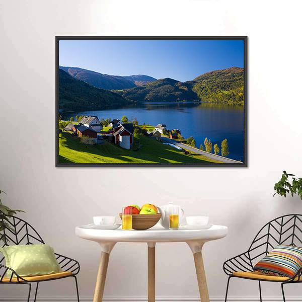 Lake Granvin Vatne Norway Canvas Wall Art-3 Horizontal-Gallery Wrap-25" x 16"-Tiaracle