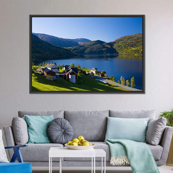 Lake Granvin Vatne Norway Canvas Wall Art-3 Horizontal-Gallery Wrap-25" x 16"-Tiaracle