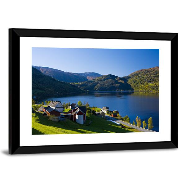 Lake Granvin Vatne Norway Canvas Wall Art-3 Horizontal-Gallery Wrap-25" x 16"-Tiaracle