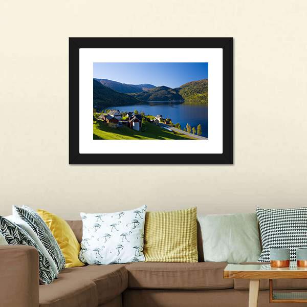 Lake Granvin Vatne Norway Canvas Wall Art-3 Horizontal-Gallery Wrap-25" x 16"-Tiaracle