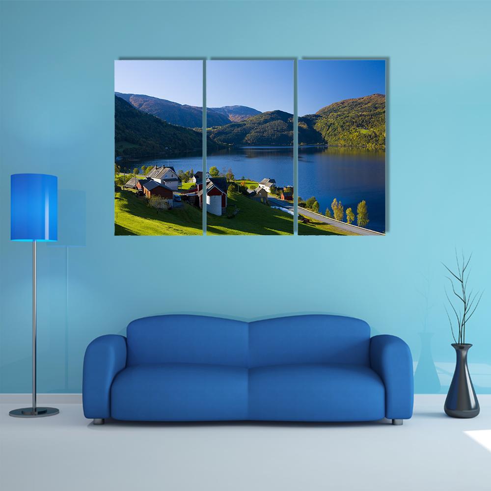 Lake Granvin Vatne Norway Canvas Wall Art-3 Horizontal-Gallery Wrap-37" x 24"-Tiaracle