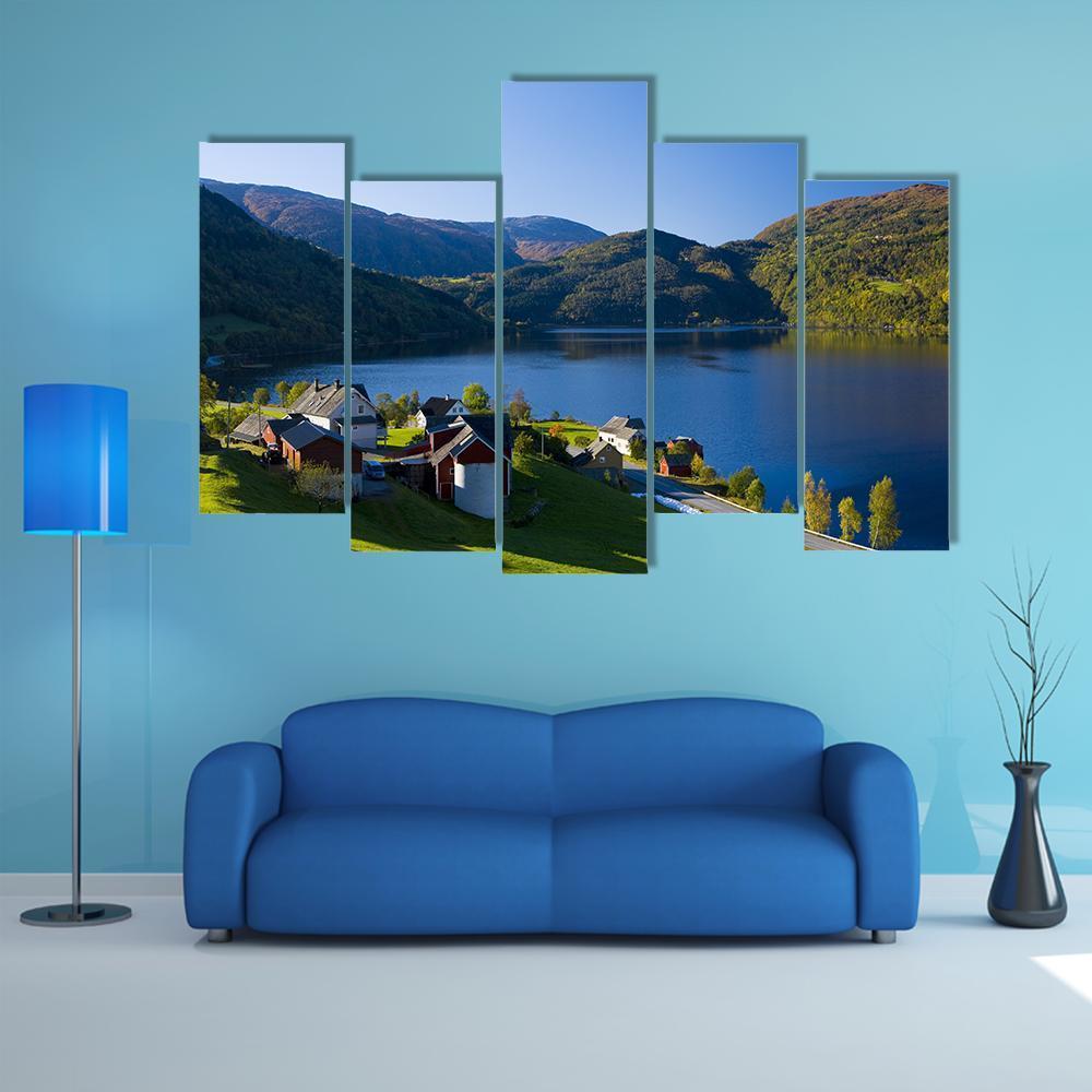 Lake Granvin Vatne Norway Canvas Wall Art-5 Pop-Gallery Wrap-47" x 32"-Tiaracle