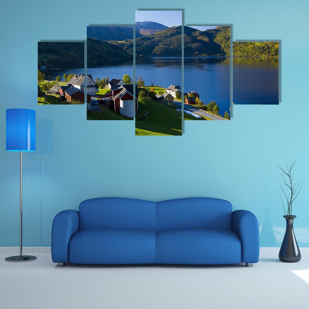 Lake Granvin Vatne Norway Canvas Wall Art-4 Pop-Gallery Wrap-50" x 32"-Tiaracle