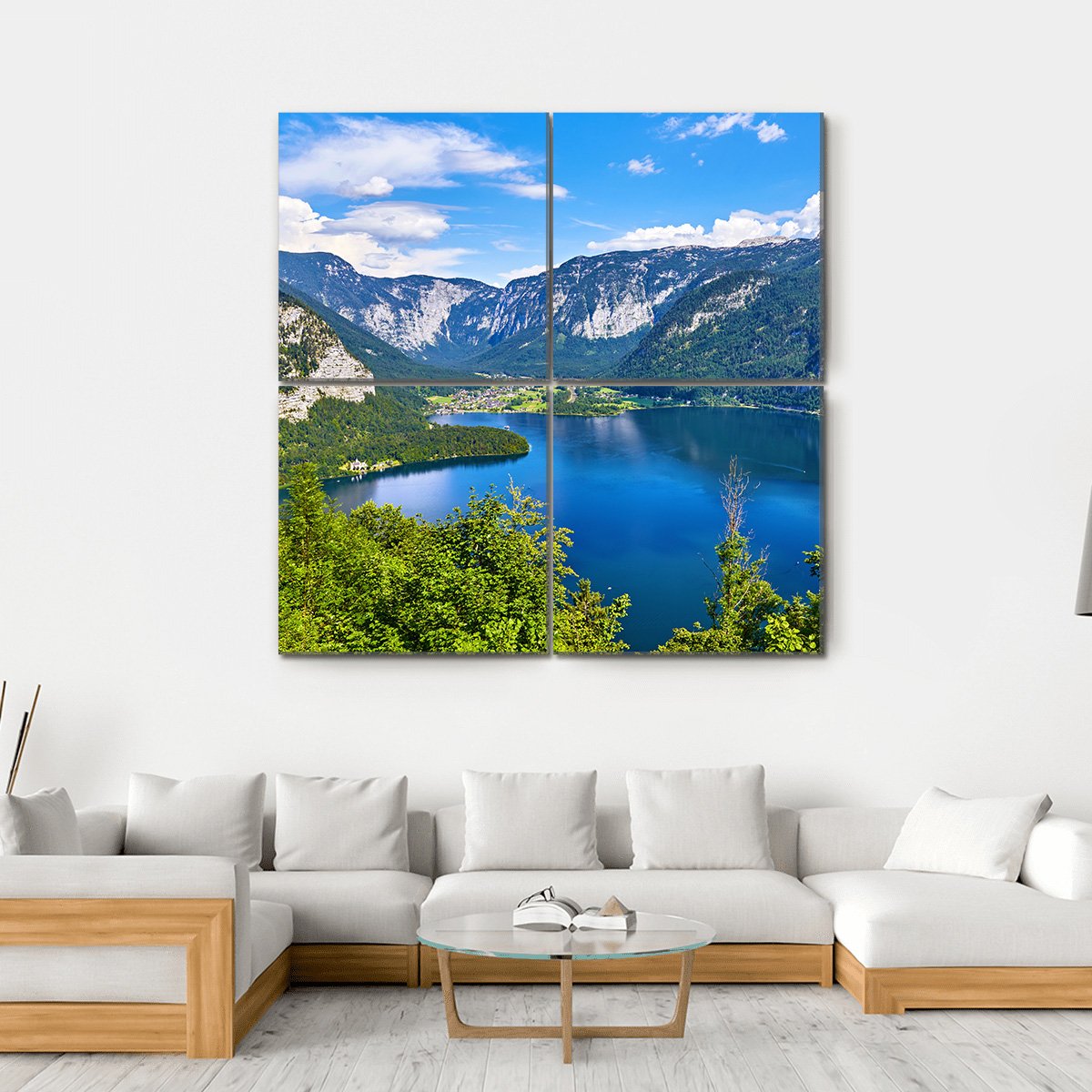 Lake Hallstattersee Canvas Wall Art-4 Square-Gallery Wrap-17" x 17"-Tiaracle