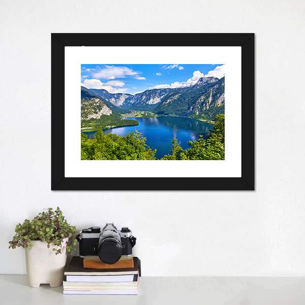 Lake Hallstattersee Canvas Wall Art-1 Piece-Framed Print-20" x 16"-Tiaracle