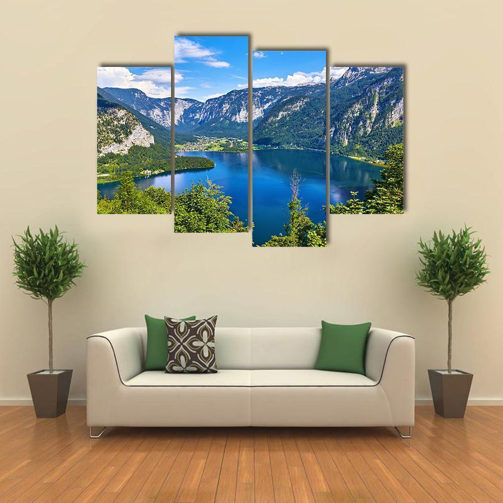 Lake Hallstattersee Canvas Wall Art-4 Pop-Gallery Wrap-50" x 32"-Tiaracle