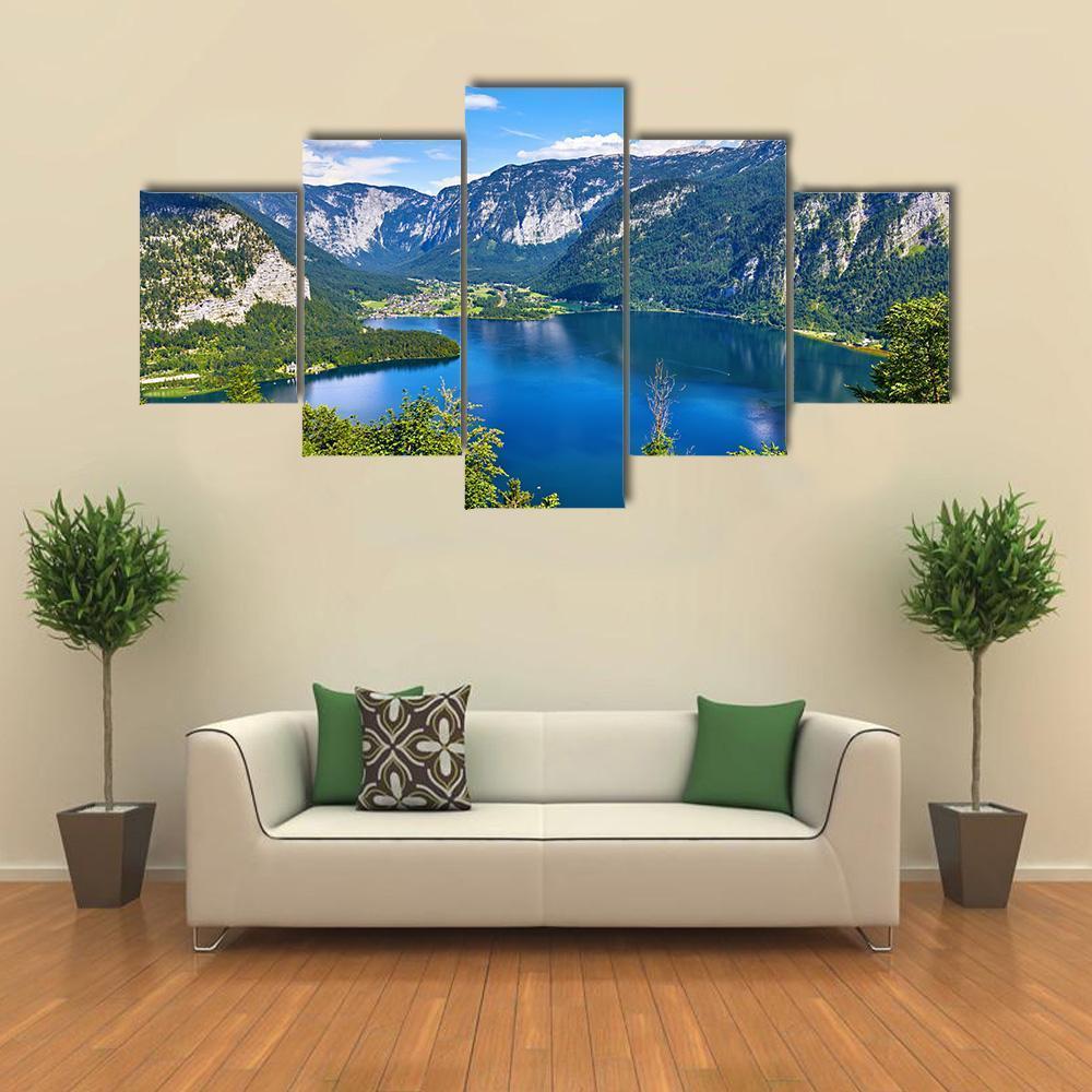 Lake Hallstattersee Canvas Wall Art-5 Star-Gallery Wrap-62" x 32"-Tiaracle