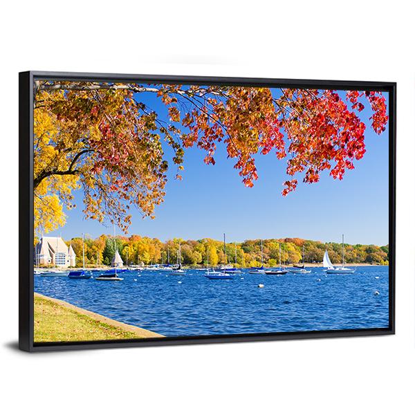 Lake Harriet Shoreline Canvas Wall Art-3 Horizontal-Gallery Wrap-25" x 16"-Tiaracle