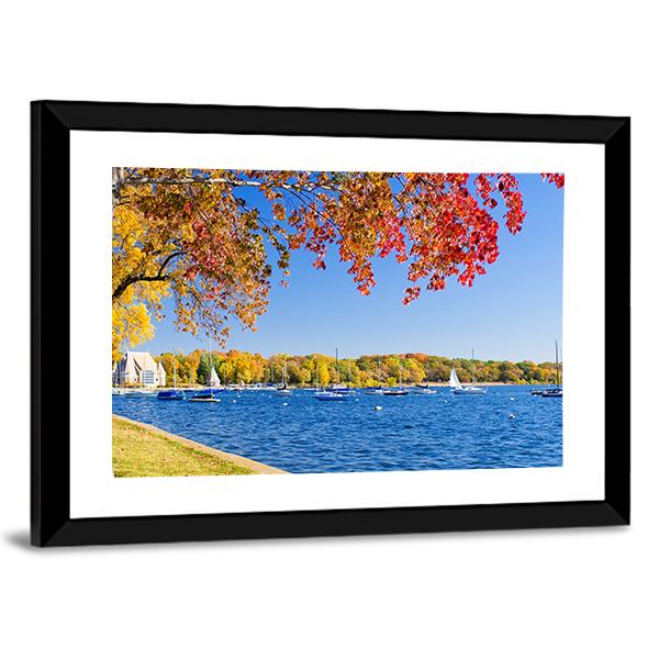 Lake Harriet Shoreline Canvas Wall Art-3 Horizontal-Gallery Wrap-25" x 16"-Tiaracle