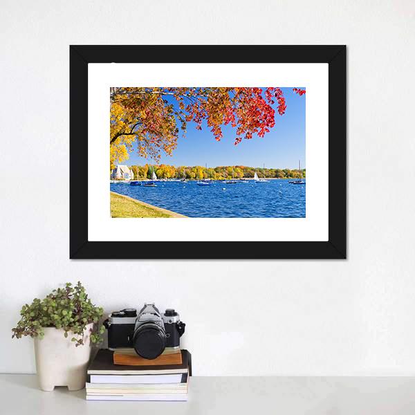 Lake Harriet Shoreline Canvas Wall Art-3 Horizontal-Gallery Wrap-25" x 16"-Tiaracle