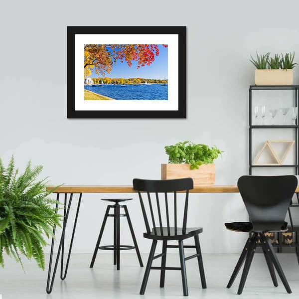 Lake Harriet Shoreline Canvas Wall Art-3 Horizontal-Gallery Wrap-25" x 16"-Tiaracle