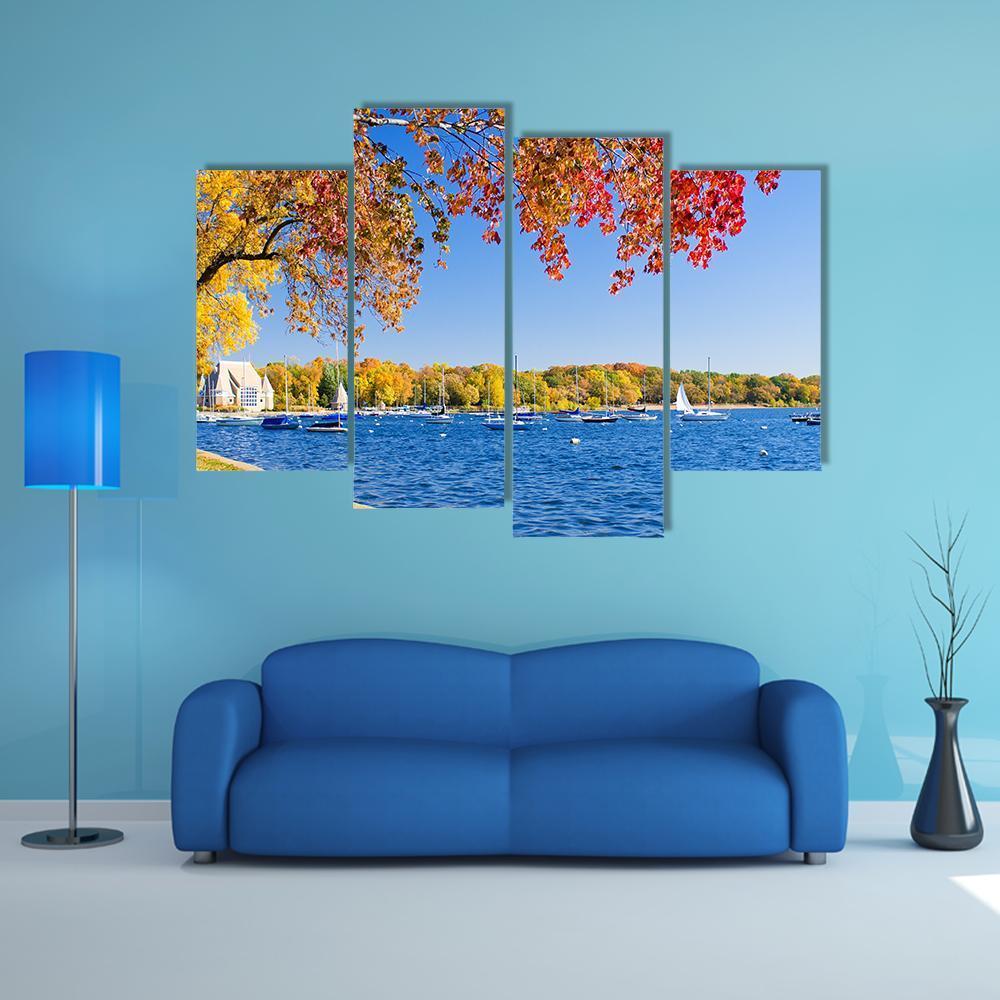 Lake Harriet Shoreline Canvas Wall Art-4 Pop-Gallery Wrap-50" x 32"-Tiaracle