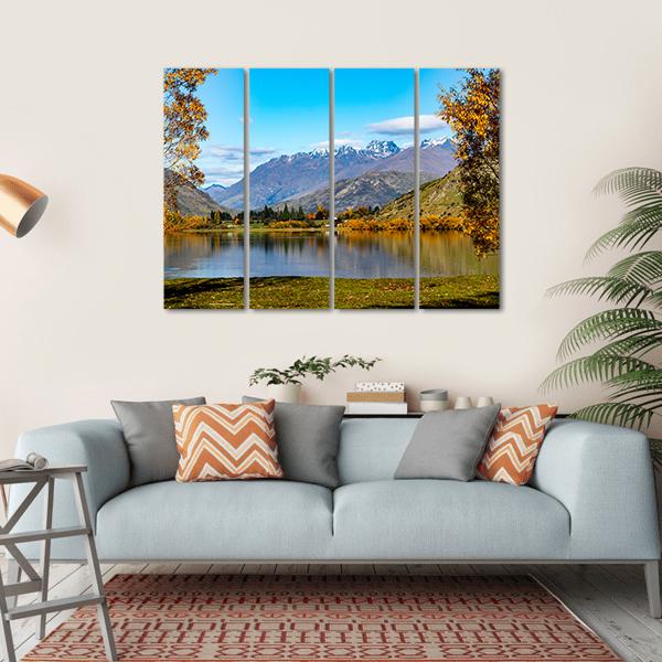 Lake Hayes In Autumn Canvas Wall Art-4 Horizontal-Gallery Wrap-34" x 24"-Tiaracle