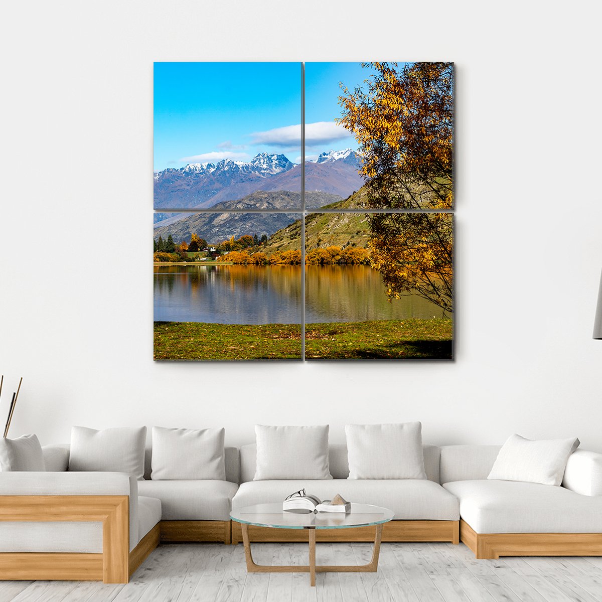 Lake Hayes In Autumn Canvas Wall Art-4 Square-Gallery Wrap-17" x 17"-Tiaracle