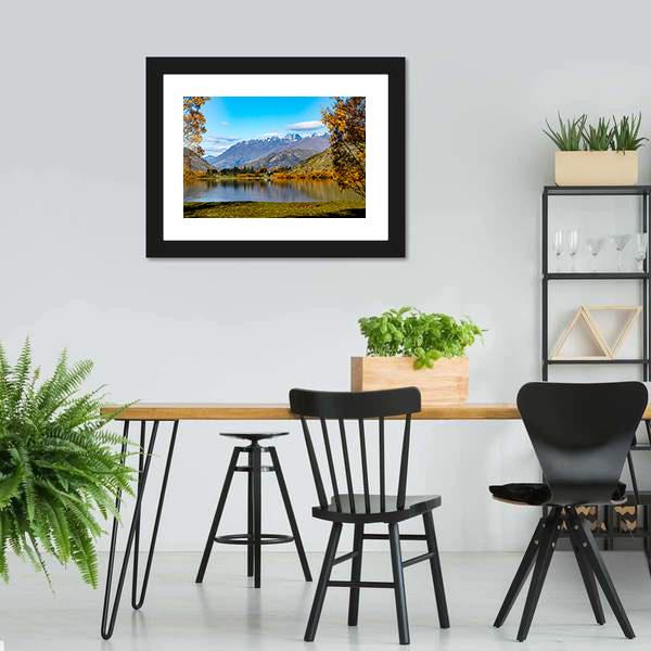 Lake Hayes In Autumn Canvas Wall Art-5 Horizontal-Gallery Wrap-22" x 12"-Tiaracle