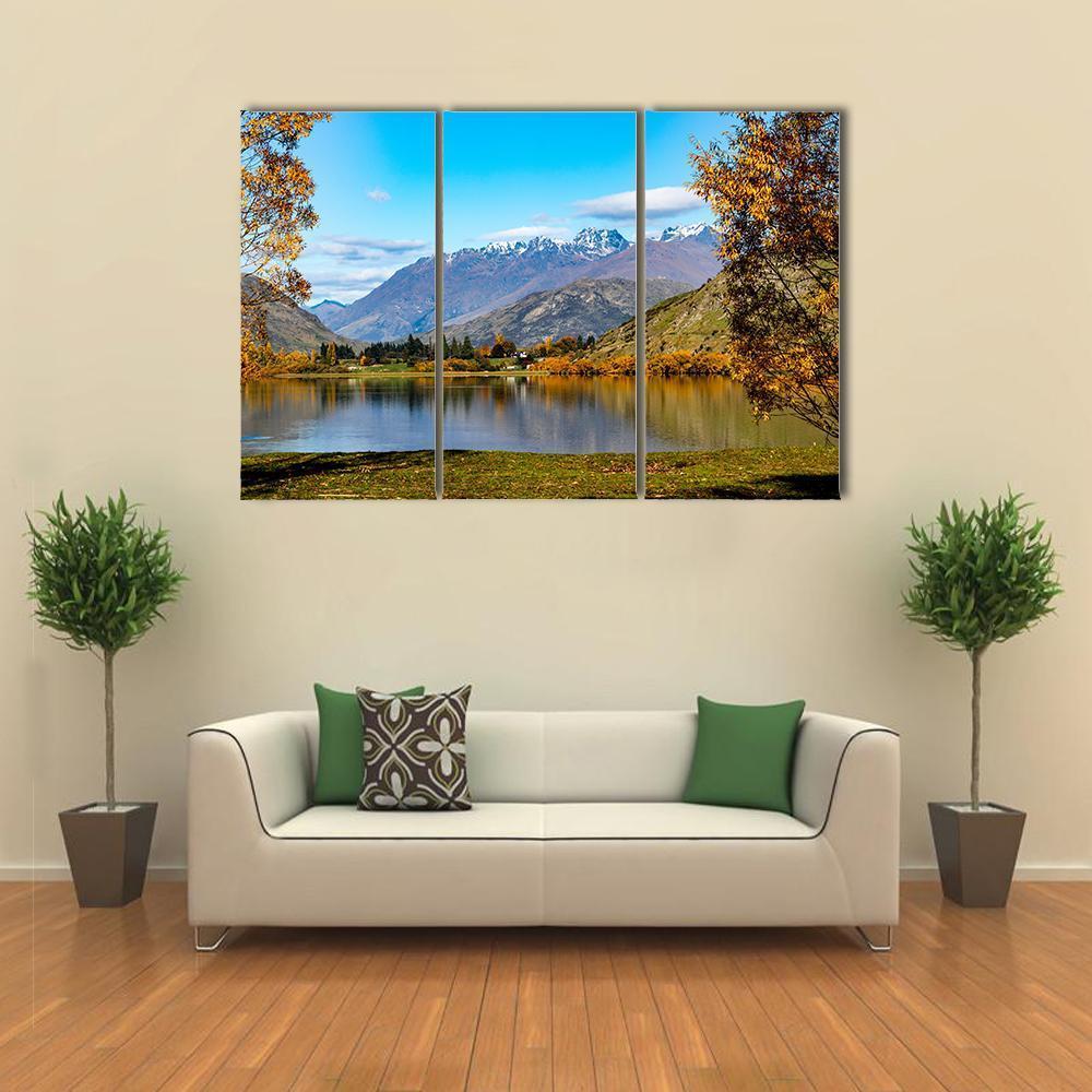 Lake Hayes In Autumn Canvas Wall Art-3 Horizontal-Gallery Wrap-37" x 24"-Tiaracle