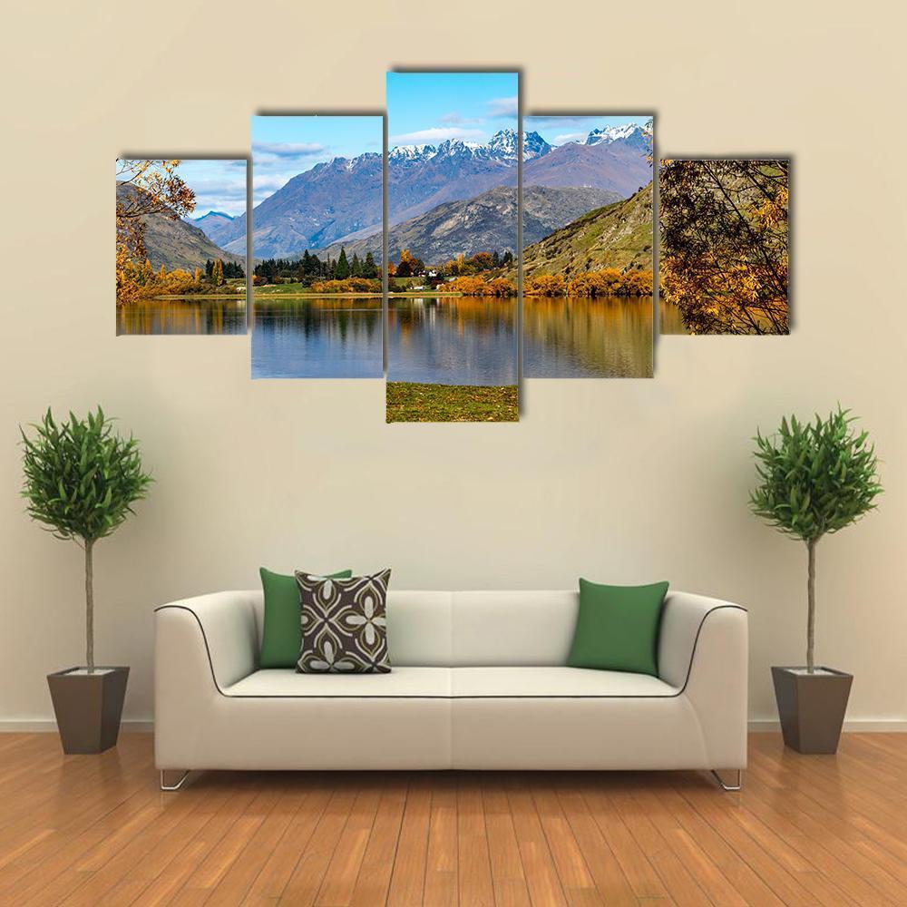 Lake Hayes In Autumn Canvas Wall Art-3 Horizontal-Gallery Wrap-37" x 24"-Tiaracle