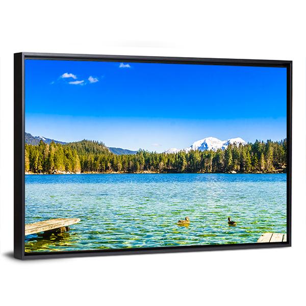 Lake Hintersee Canvas Wall Art-3 Horizontal-Gallery Wrap-25" x 16"-Tiaracle
