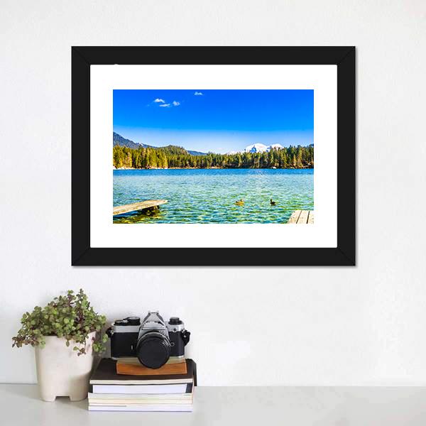 Lake Hintersee Canvas Wall Art-1 Piece-Framed Print-20" x 16"-Tiaracle