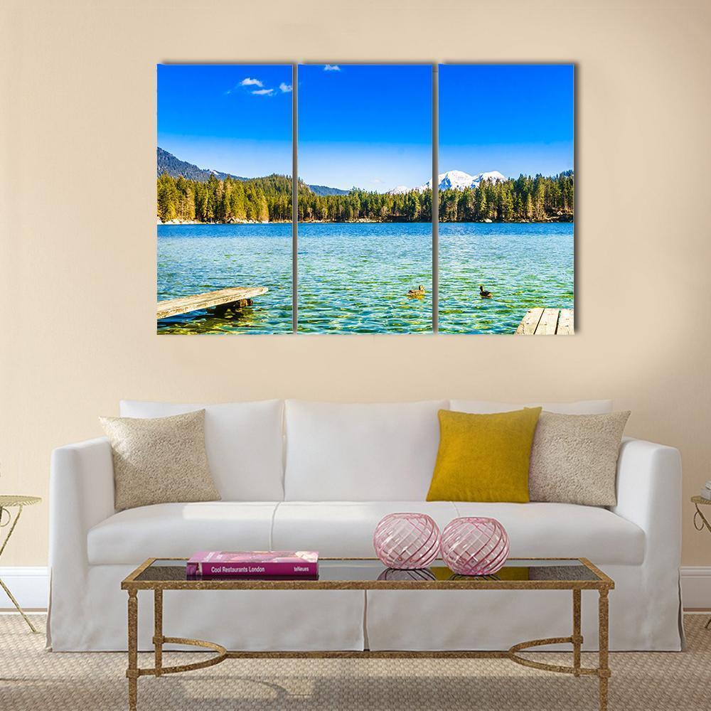 Lake Hintersee Canvas Wall Art-3 Horizontal-Gallery Wrap-37" x 24"-Tiaracle