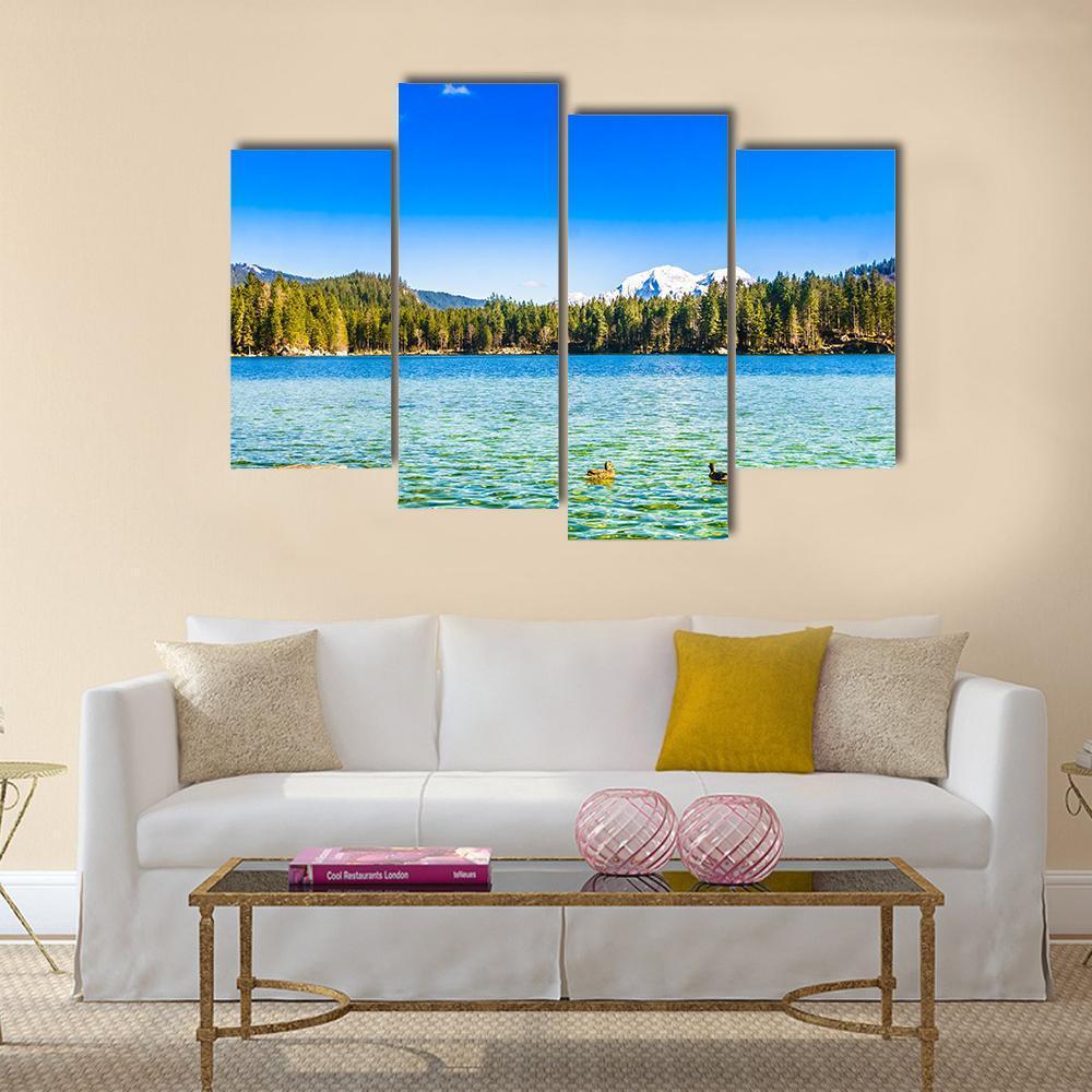 Lake Hintersee Canvas Wall Art-4 Pop-Gallery Wrap-50" x 32"-Tiaracle