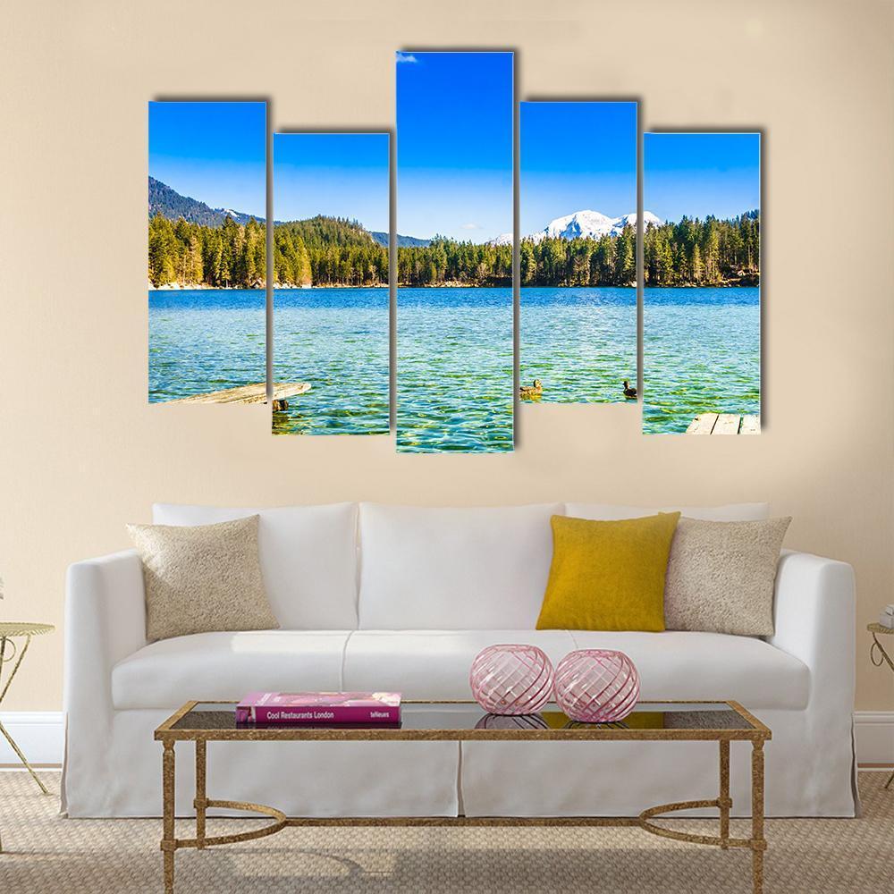 Lake Hintersee Canvas Wall Art-5 Pop-Gallery Wrap-47" x 32"-Tiaracle