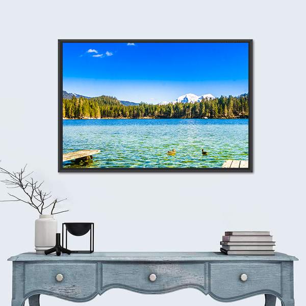 Lake Hintersee Panoramic Canvas Wall Art-1 Piece-36" x 12"-Tiaracle