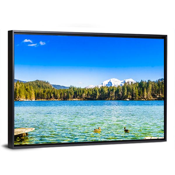 Lake Hintersee Panoramic Canvas Wall Art-1 Piece-36" x 12"-Tiaracle