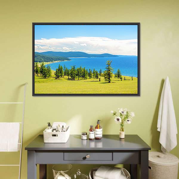 Lake Hovsgol Canvas Wall Art-1 Piece-Floating Frame-24" x 16"-Tiaracle