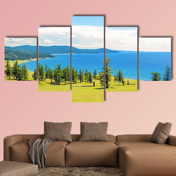Lake Hovsgol Canvas Wall Art-5 Star-Gallery Wrap-62" x 32"-Tiaracle