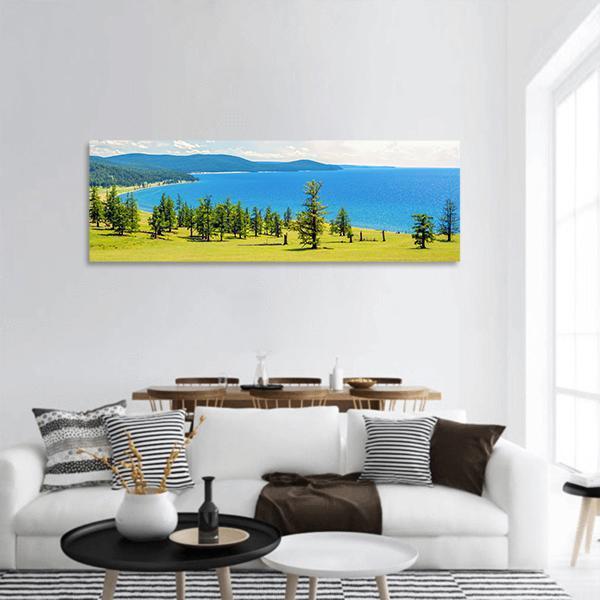 Lake Hovsgol Panoramic Canvas Wall Art-3 Piece-25" x 08"-Tiaracle