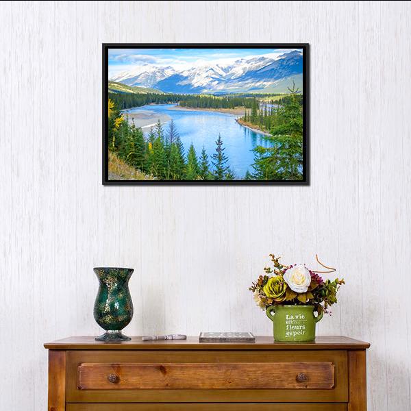 Lake In Alberta Canada Canvas Wall Art-1 Piece-Floating Frame-24" x 16"-Tiaracle