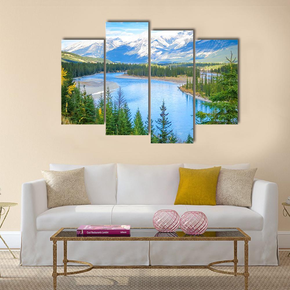 Lake In Alberta Canada Canvas Wall Art-4 Pop-Gallery Wrap-50" x 32"-Tiaracle