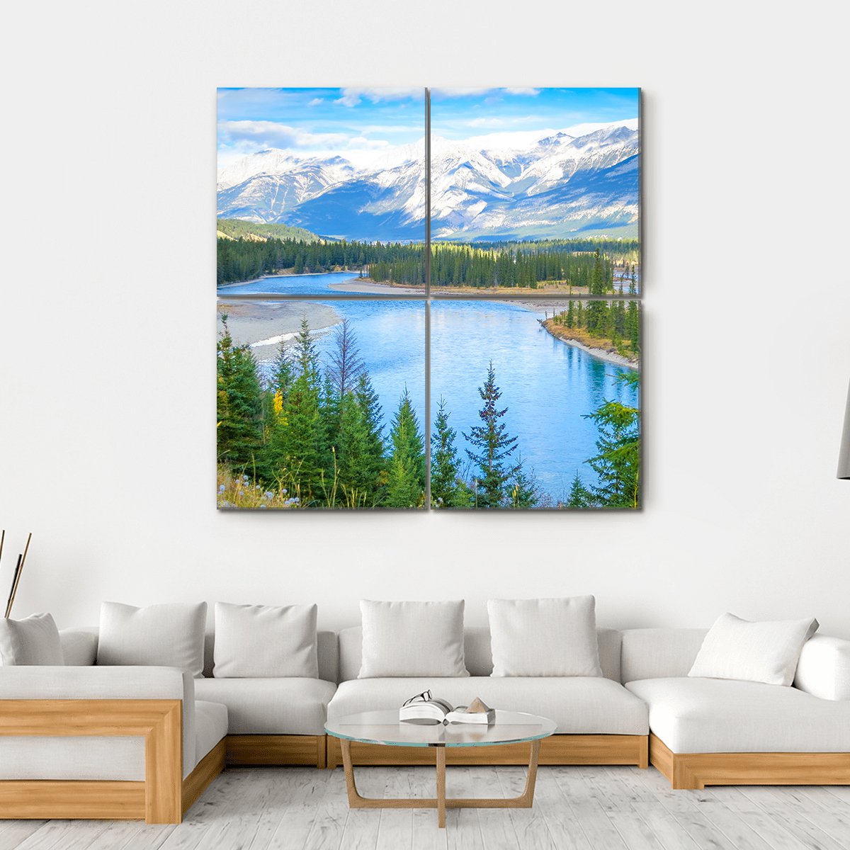 Lake In Alberta Canada Canvas Wall Art-4 Square-Gallery Wrap-17" x 17"-Tiaracle