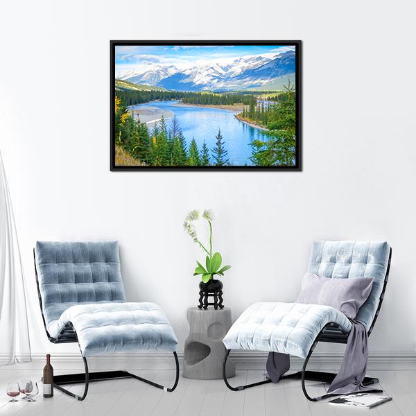 Lake In Alberta Canada Canvas Wall Art-1 Piece-Floating Frame-24" x 16"-Tiaracle