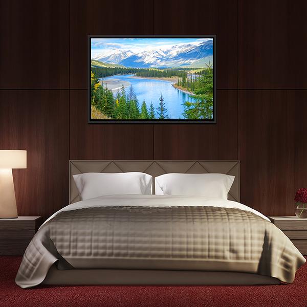 Lake In Alberta Canada Canvas Wall Art-3 Horizontal-Gallery Wrap-25" x 16"-Tiaracle