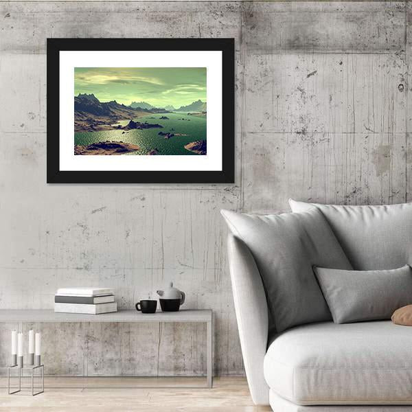Lake In Alien Planet Canvas Wall Art-5 Horizontal-Gallery Wrap-22" x 12"-Tiaracle