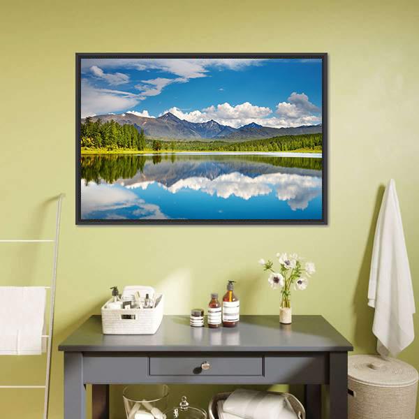 Lake In Altai Mountains Canvas Wall Art-1 Piece-Floating Frame-24" x 16"-Tiaracle